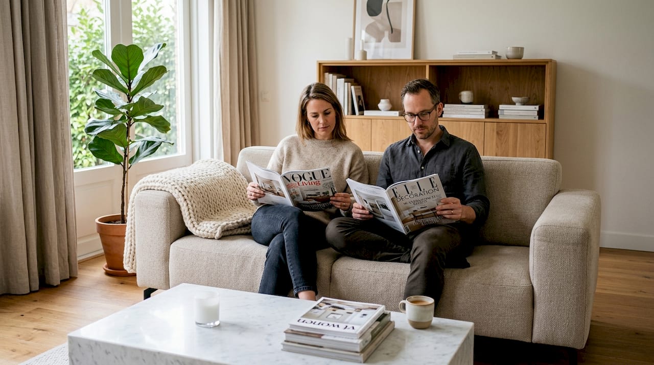 Een typisch Nederlandse woonkamer, ingericht met eigentijdse meubels.