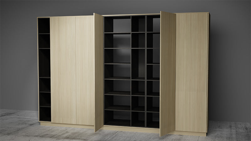 kastenwand met deuren, kastenwand gesloten, opbergkast met deuren, kastenwand slaapkamer, kastenwand modern, kastenwand op maat, kastenwand VAN ICE, grote kastenwand, duurzame kastenwand, kastenwand met hoge deuren
